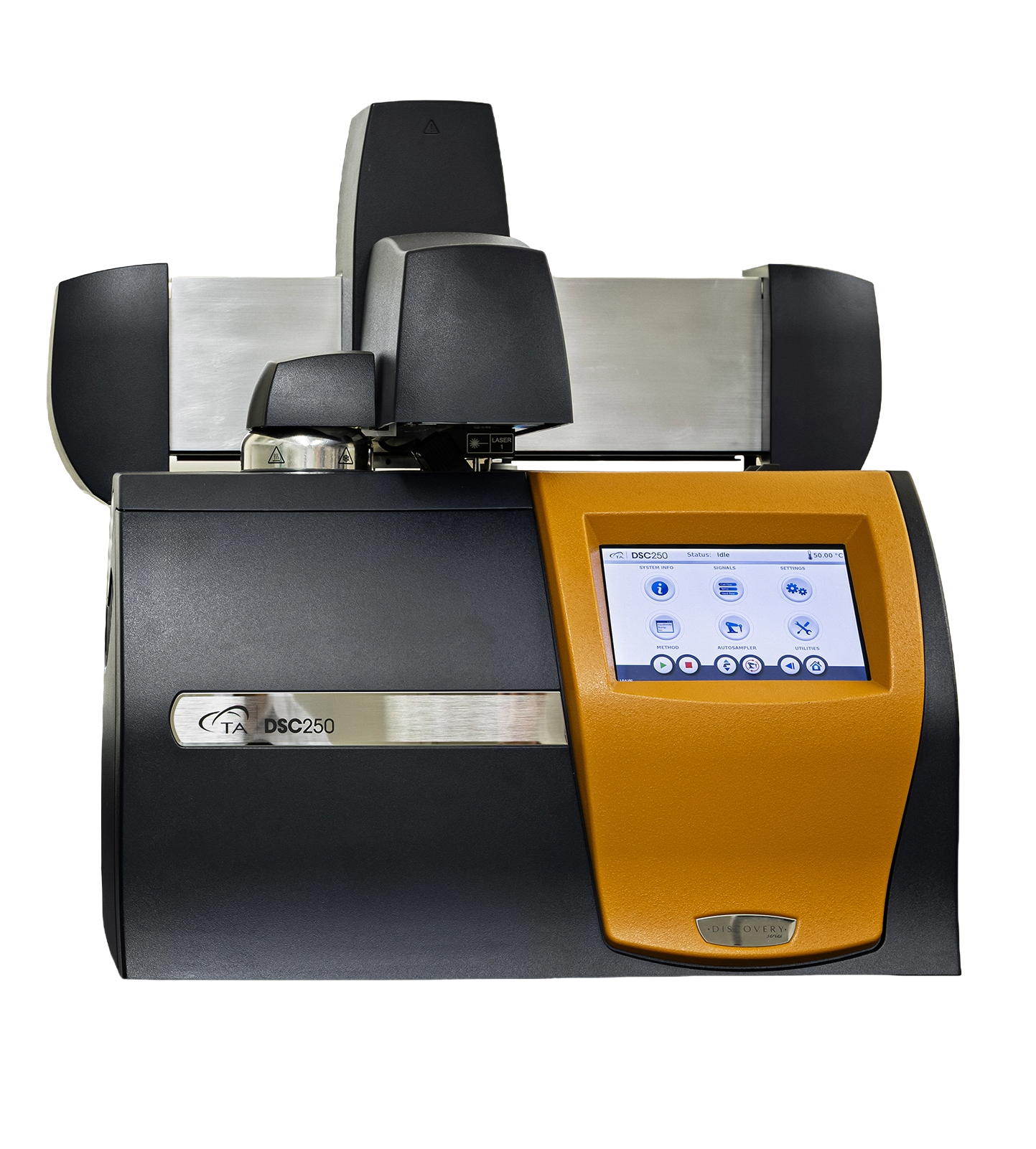 TA Instruments DSC250 differential scanning calorimeter with a touchscreen interface, designed for precise thermal analysis in materials science and research applications.